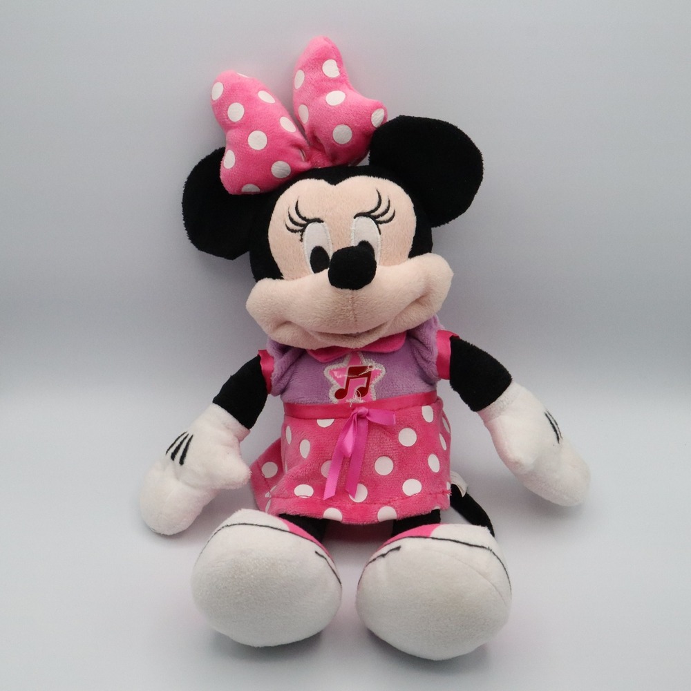 Disney Minnie Mouse Plush Doll 15" Pink Polka Dot Dress Bow Stuffed Toy Gift‎